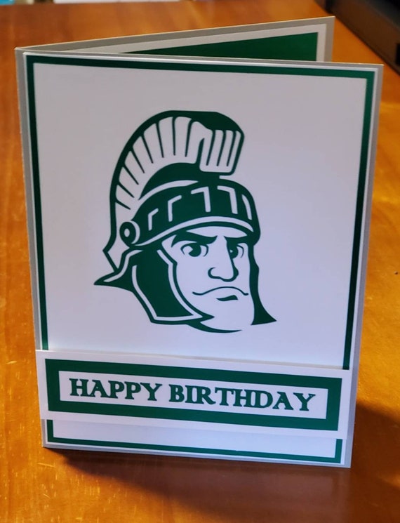 Sparty Birthday Card Msu Sparty Birthday Card Michigan State Etsy Israel