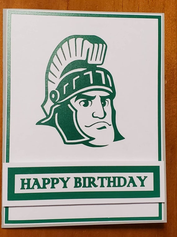 Sparty Birthday Card Msu Sparty Birthday Card Michigan State Etsy