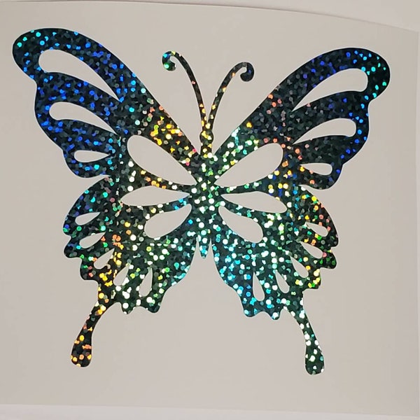 Teal holographic butterfly decal, Blue holographic butterfly decal, blue holographic butterfly decal, Blue butterfly decal, teal butterfly