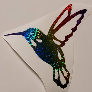 Rainbow Holographic hummingbird decal, Rainbow hummingbird decal