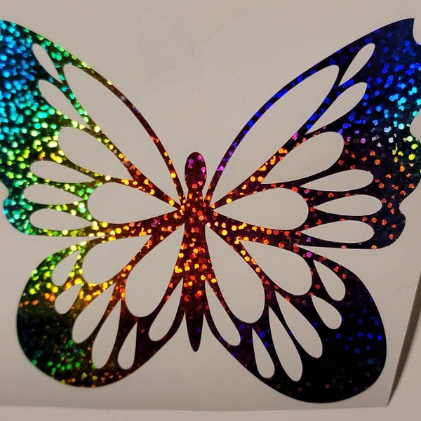 Rainbow Holographic Butterfly Vinyl Decal
