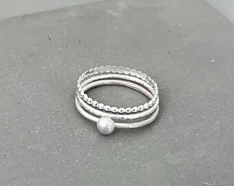 Set of three stacking rings, dotty ring, sterling silver ring, dainty rings, ball ring, dot ring, sparkly silver wire ring, stacker rings