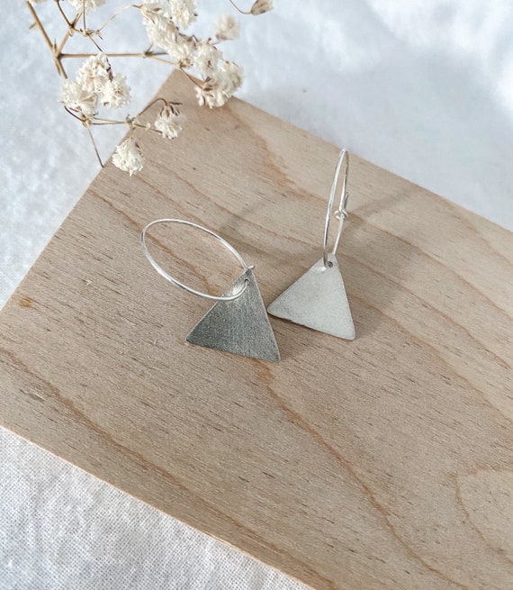 Simple Triangle Hoops Sterling Silver Triangle Hoops Matte