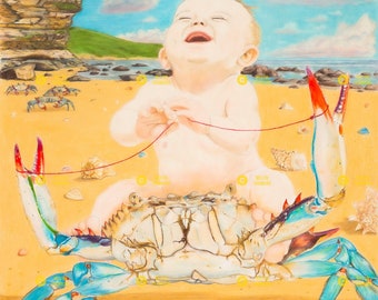 CRAB BABY - A  giclee print by artist Westin Hart Tromburg of GrubmortArt