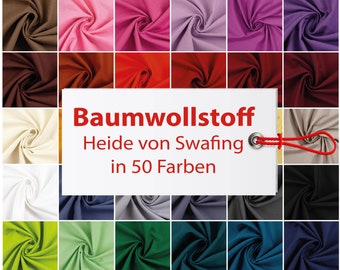 Uni Baumwollstoff Heide von Swafing, Uni Farben, einfarbig, STANDARD 100 by OEKO-TEX® Meterware ab 50 cm