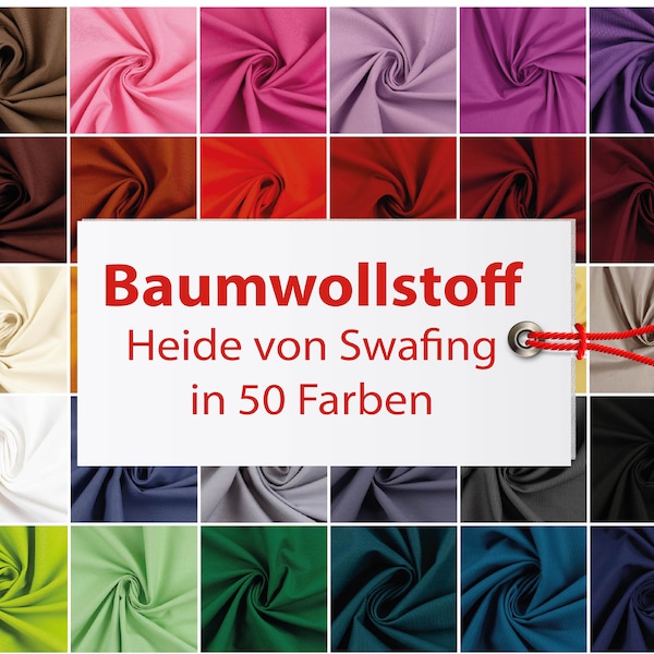 Uni Baumwollstoff Heide von Swafing, Uni Farben, einfarbig, STANDARD 100 by OEKO-TEX® Meterware ab 50 cm