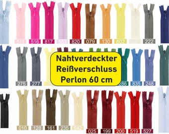 Concealed zipper 50-60 cm – non-separating – many colors – zipper ideal for dresses, handmade, plastic, strength #3