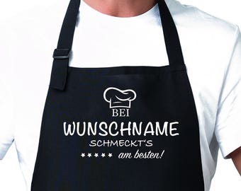 Kochschürze personalisiert mit Namen und Spruch Latzschürze verschiedene Farben Ideal als Geschenkidee für Weihnachten u. Geburtstage