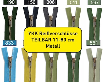 Metal YKK zipper #5 separable for jackets, various sizes and colors, 11 to 80 cm, premium quality