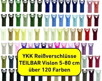 Vislon Plastic YKK #5 Separable Zipper for Jackets, High-Quality Separable Zipper, Various Colors and Sizes