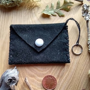 Monedero de cuero orgánico de cáñamo con solapa para monedas y tarjetas, bolsa de viaje de cuero suave recuperado, billetera fina de cuero genuino hecha a mano, regalo unisex