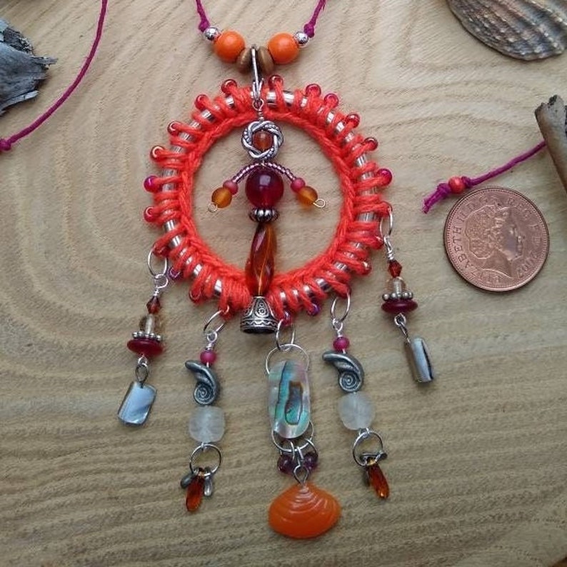 Gemstone Mermaid Crochet Fidget Necklace, Sea Goddess Pendant, Water ...