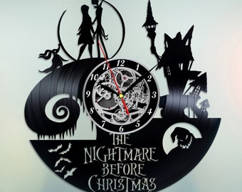 nightmare before christmas vinyl clock vinyl record wall art handmade decor best original vintage gift for fans decoration jack and sally - Jack Skellington Christmas Decorations nightmare before christmas vinyl clock vinyl record wall art handmade decor best original vintage gift for fans decoration jack and sally - Jack Skellington Christmas Decorations