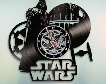 Star Wars Vinyl Wall Clock Dead star Darth Vader Vinyl Record Clock Gift For Boy, Star Wars Decor, Wall Clock Vintage, Birthday Gift