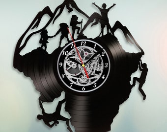 Climber gift, Vinyl record wall clock, Climbing rope, Mountain climbing art, Mountain wall art, Mountain decor, Gift for climber, Gift idea