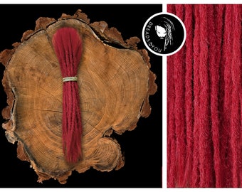 Dreadlock Dread Extensions in der Farbe Rot 20-25cm ø 4-6mm aus qualitativ hohen europäischen Schnittzöpfen in Handarbeit hergestellt