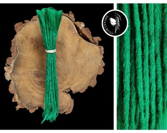 Dreadlock Dread Extensions in der Farbe Grün 35-40cm ø 5-7mm aus qualitativ hohen europäischen Schnittzöpfen in Handarbeit hergestellt