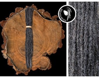 Dreadlock Extensions Farbe Dunkelgrau 25-30cm ø 4-6mm aus qualitativ hohen europäischen Schnittzöpfen in Handarbeit hergestellt