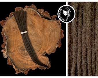 Dreadlock Extensions in der Farbe Braun 35-40cm ø 5-7mm aus qualitativ hohen europäischen Schnittzöpfen in Handarbeit hergestellt