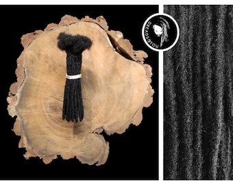 Afro Dreadlock Extensions in der Farbe Schwarz 20cm Länge aus qualitativ hohen Afrohaaren in Handarbeit hergestellt mit geschlossener Spitze