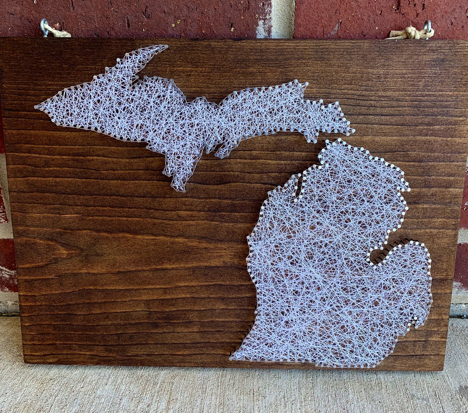 Nail & String Hanging Wall Decor State Etsy