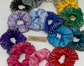 Rhinestones Scrunchie. Hair Accessories. Cheer Scrunchie. Gymnastics Hairpiece. Mystique Scrunchie. Blink Hair Elastic. Sparkly Scrunchie.