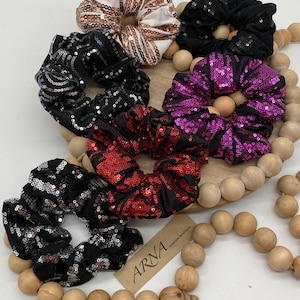 Hair Scrunchies. Sequins Scrunchies. Ponytail Holder. Hair Bun Tie. Hair Elastic. Dance Gymnastics Cheer Showstopper. Gift For Her.