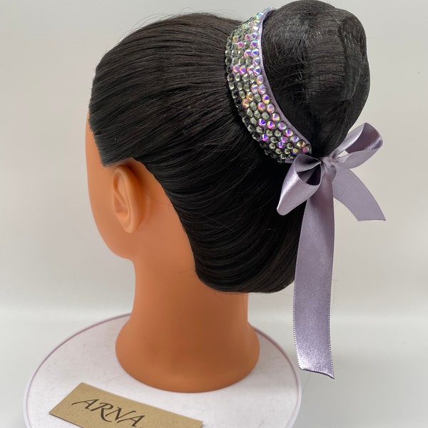 Ballroom Rhinestones Hairpiece. Hair Bun Cuff. Cheer Bun decor. Hair Bun Decoration. Dance Hairpiece. Ice skating Hairpiece. Gray Hairpiece.