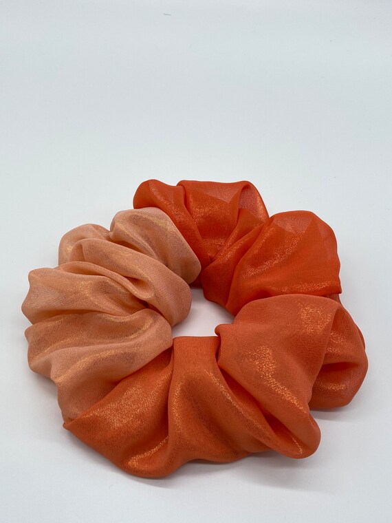 Orange Chiffon Scrunchie. Large Size Scrunchie. Hair