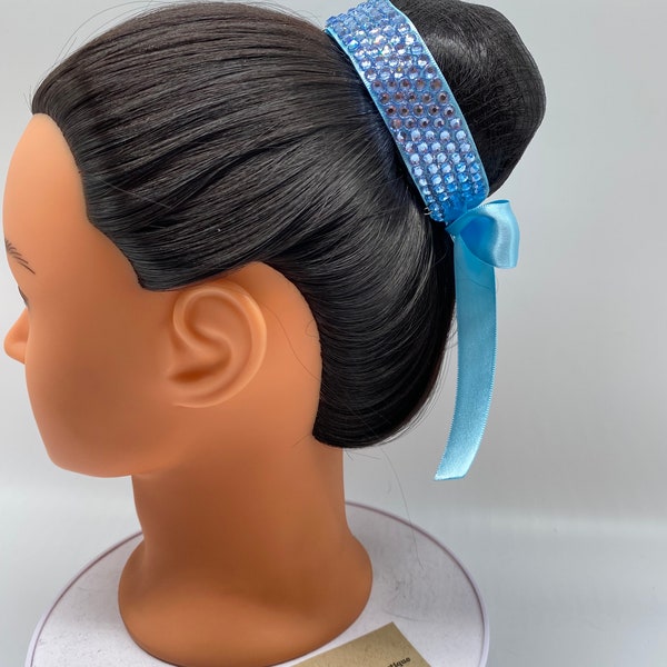 Ballroom Rhinestones Hairpiece. Bun Cuff. Cheer Bun decor. Hair Bun Decoration. Dance Hairpiece. Ice skating Hairpiece. Blue Hairpiece.