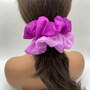 Chiffon Scrunchies. Shiny Coated Chiffon.Ponytail Holder. Hair elastic. Woman Or Girl Present. Hairstyle Idea.