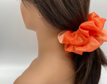 ヘアアクセサリー Hunza G SS24 Orange fabric scrunchie (SCRUNCHIE ORANGE) Hunza G Original Crinkle™ Scrunchie in Peach | Space NK