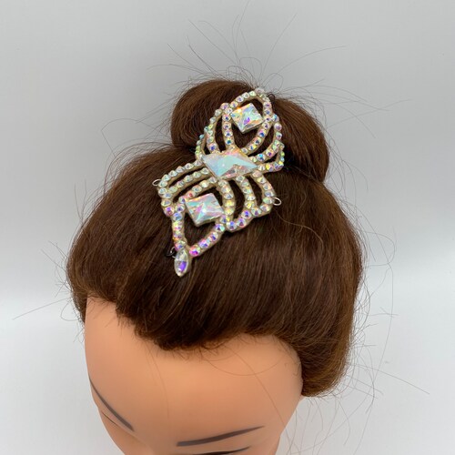 Rhinestones headpiece. Ballroom Hairpiece. Dance Hair Accent. Gymnastics Crown. Head Jewelry. Crystal Hair Decoration. Gold Hair Accessories