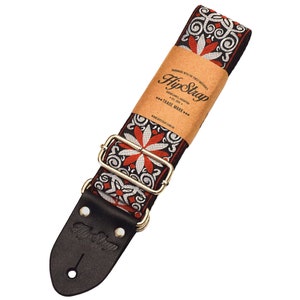 HipStrap Celtic Star Hendrix Vintage Hippie Guitar Strap. Leather ends, Jacquard Woven Design and Metal Hardware. Handmade. Free Shipping.