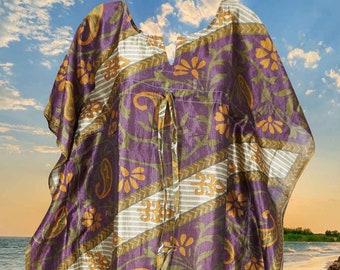Womens Maxi Kaftan Dress, Damson Plum Floral Printed Dresses, Beach Coverup, Lightweight Resort Dresses L-XL One size