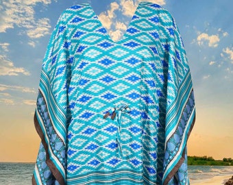 Womens Maxi Kaftan Dress, "Get On Board" Blue FLoral Printed Dresses, Best Gift For Mom, Coverup, Lightweight Resort Dresses L-2XL One size