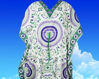 Women's Maxi Caftan Dress, Long Kaftan Dresses, Blue Green Print, Cruise Kaftan, Hippie Style Maxi, Loose dress for Maternity, Gift L-2XL