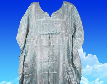 Womens Maxi Kaftan Dress, Cruise , Sky Blue Printed GIFT FOR Mom, Holiday Fashion, Recycle sari Caftan, Travel Fashion L-2XL One size