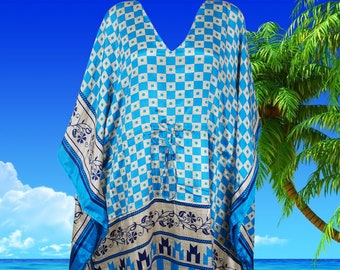 Womens Maxi Kaftan Dress, "Get On Board" " Blue Gray Beach Coverup, GIFT For MOM, Boho Resort Dresses L-2XL One size