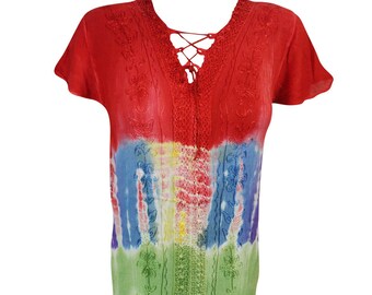 Womens Tie Dye Summer Dress, Travel Soft Boho Beach Midi Dresses, Casual Dresses ML