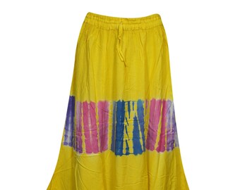 Womans Maxi Skirt, Yellow Tie Dye Skirt, Summer Boho Chic Beach Skirts, Resort Wear SM