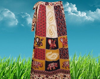 Womens Cotton Wrap Skirt, Travel Maxi Skirt, Gujrati Print, Red Black Long Skirt, Boho Gypsy skirts, Vintage Style Indian Skirt One size