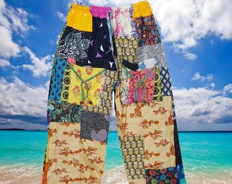 Womans Bohemian Pant, Patchwork Harem Pants, Boho Pants, Cotton Gypsy Pant, Handmade Hippy Yoga Pants S/M/L