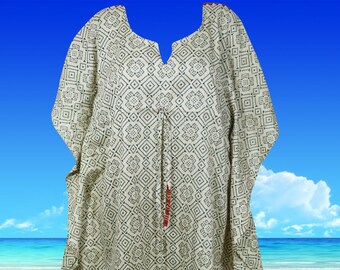 Womens Caftan, Handmade Recycle Sari Kaftan, Beige Midi Caftans, Lounge wear, Beach dress, Boho Chic kaftan, SML