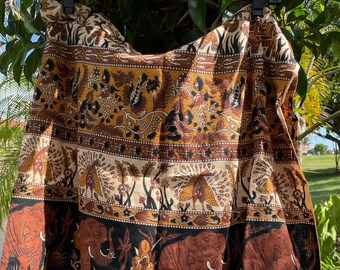 Womens Cotton Wrap Skirts, Brown Black Animal Print Wraparound Tribal Boho Summer Beach Wrap Around Skirts One Size