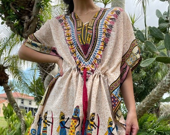 Womans Summer Kaftan, Resort wear, Beach, Oversized Swim cover up, Festival Boho Hippie dress, Valentine gift, L-2XL