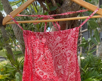 Women's Strap Maxi Dress, Bohemian Red Printed Beautiful Summer Beach Long Dresses M