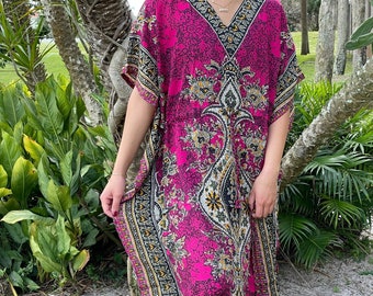 Womens Kaftan Dress, Pretty in Pink, Cruise Maxi dress, Kaftan, Beach Holiday Maxi dress, Travel Resort Wear, L-2XL