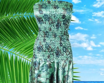 Womens Boho Silk Jumpsuit, Green Print Smock Style Recycle Sari silk jumpsuit, Bohemian Harem style, Tube Dress S/M