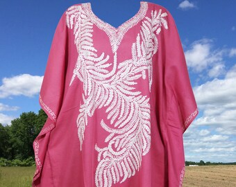 Women's Kaftan Maxi Dress, Embellished Pink Maxi Caftan, Resort Wear, Beach Maxi Dress, One size L-3XL